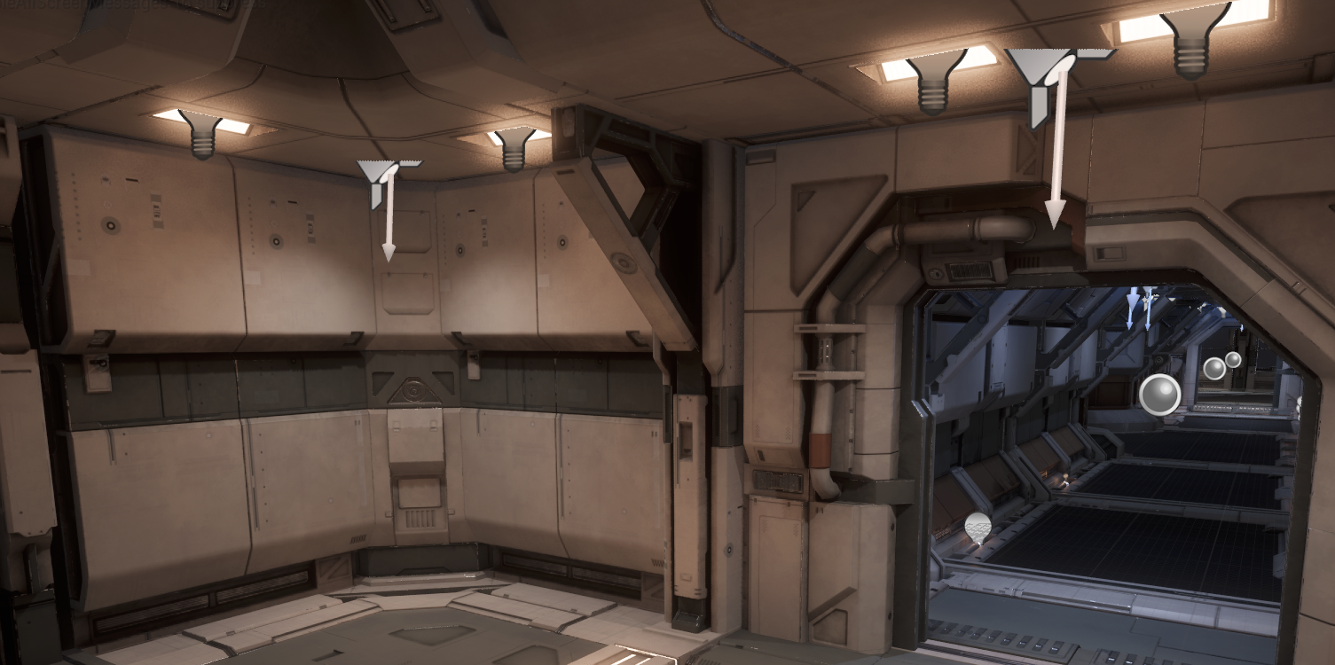 A doorway and hallway from the demo level of an asset pack I'm using.